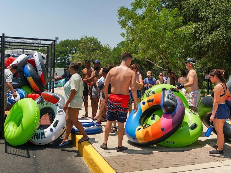 a group of people in a park